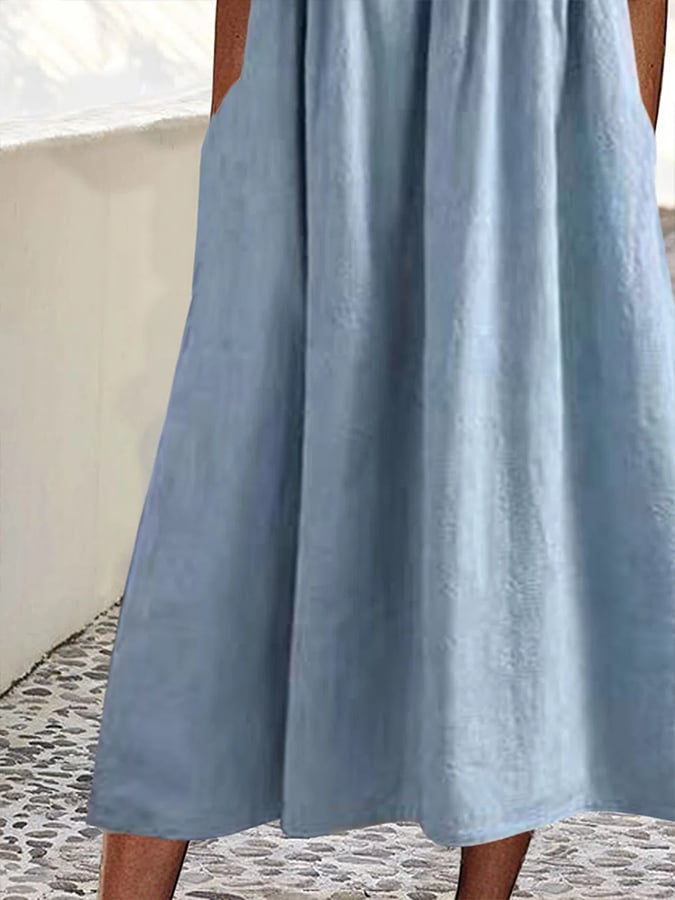 Women's Cotton Linen Cozy Vintage Dress