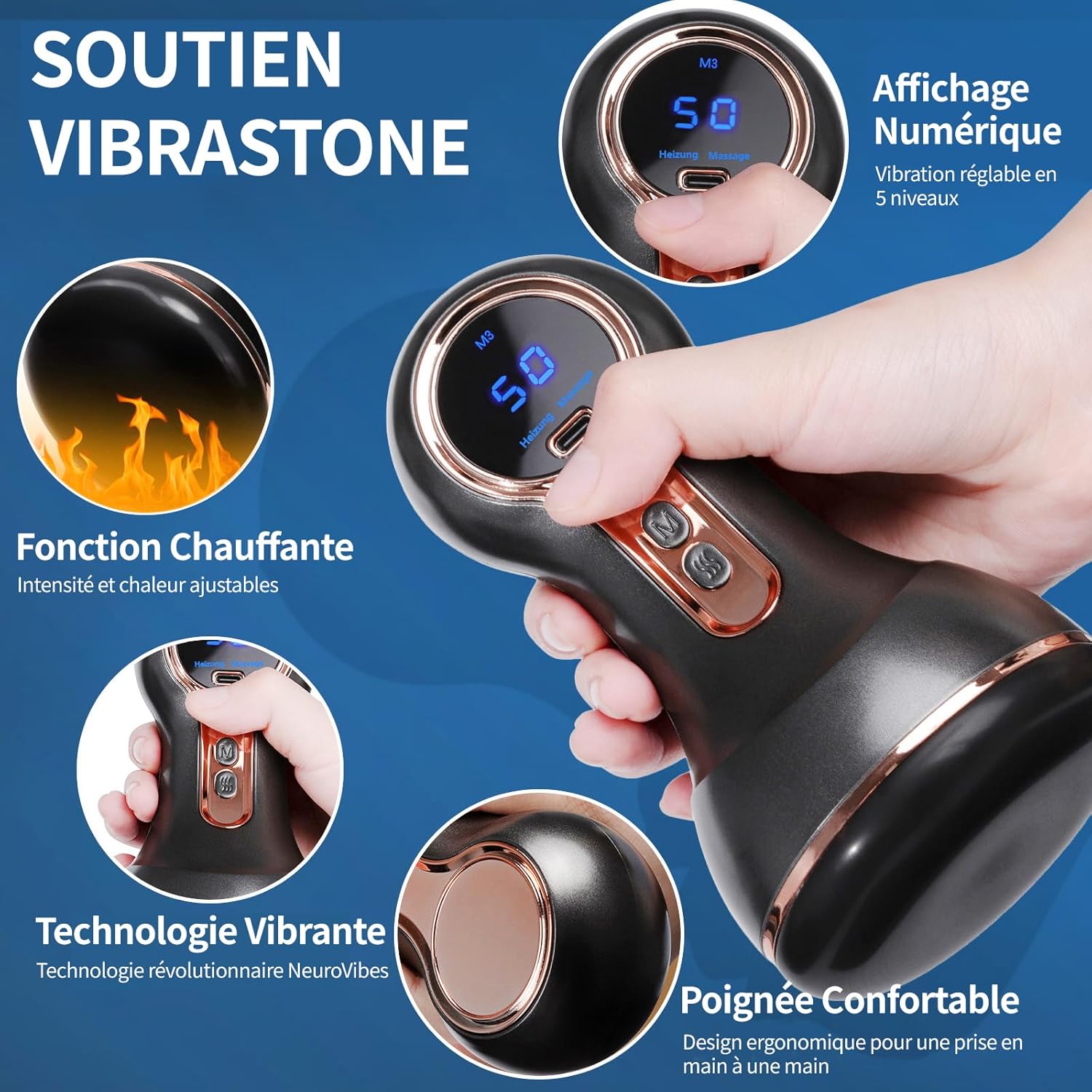 Ortho Masseur Sofela, Orthomasseur Sofela, Masseur Électrique pour Pieds, Jambes et Corps – Chauffage, Vibration et Soulagement Musculaire (Pro Vibrastone - Blanc)