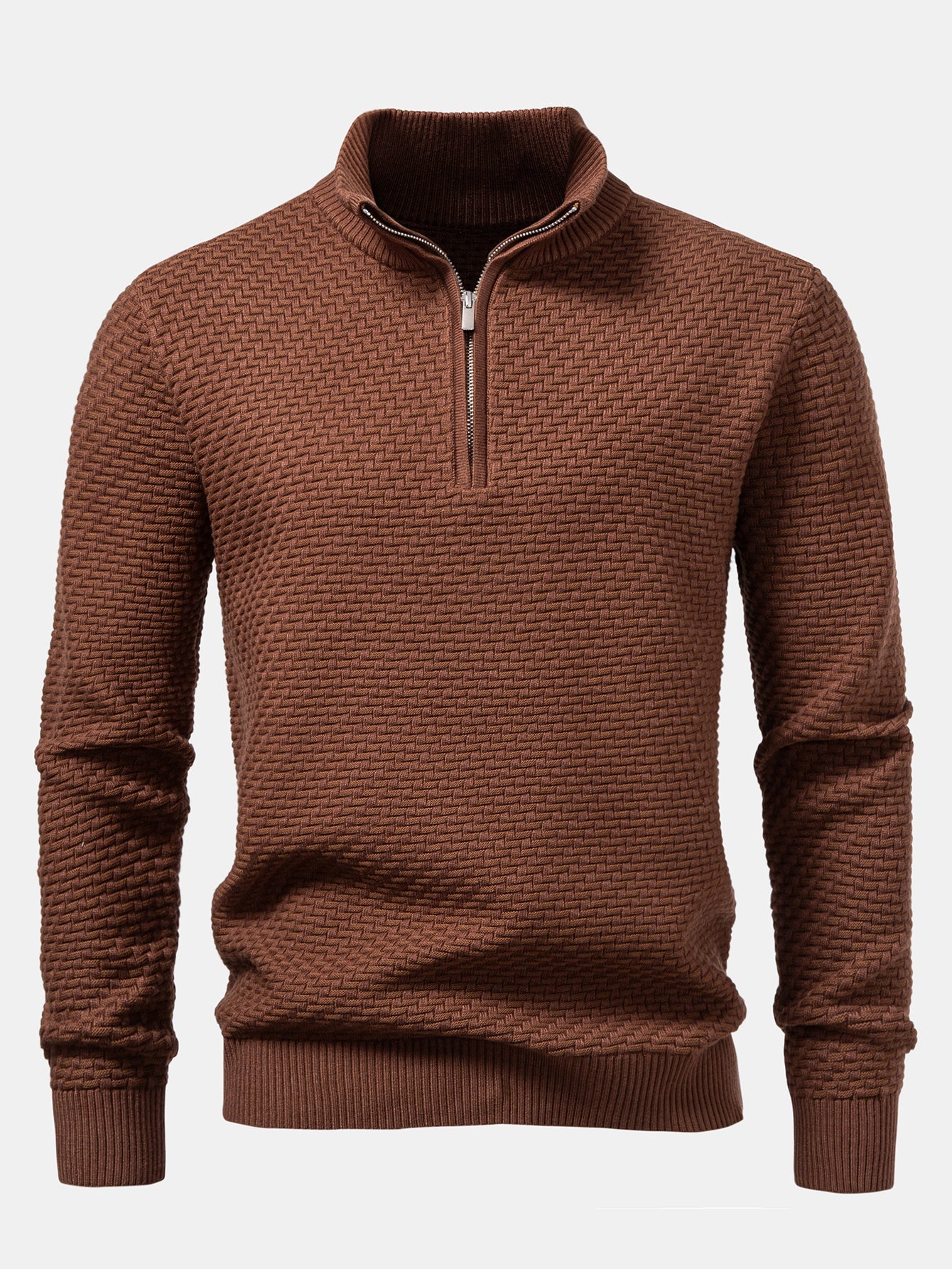 Wave Jacquard Quarter Zip Sweater