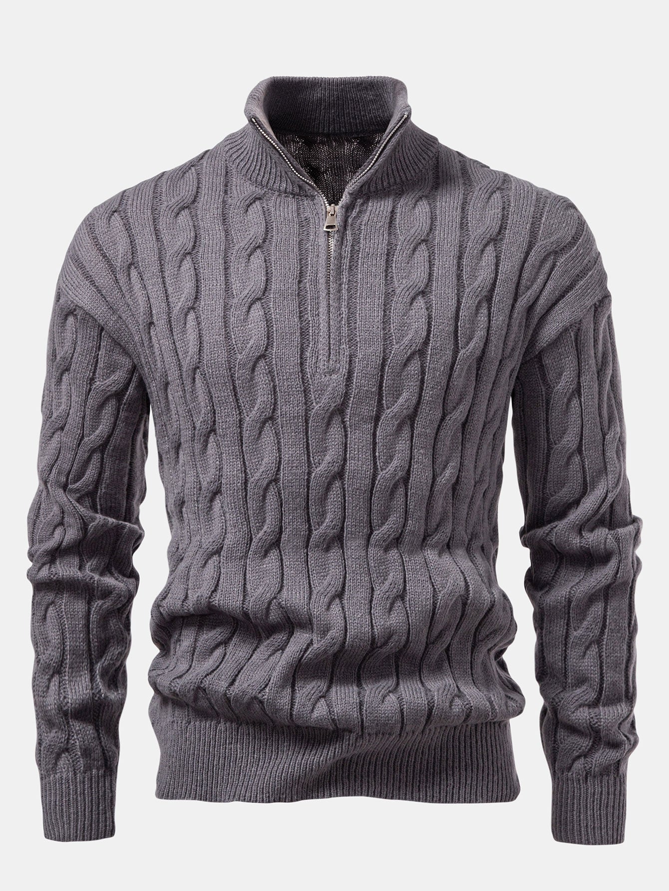 Twist Jacquard Quarter Zip Sweater