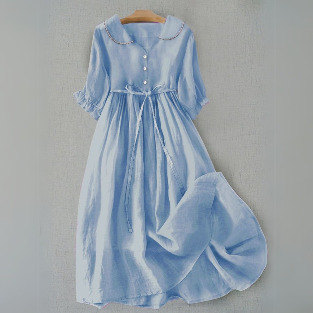 Casual Artistic Cotton Loose Tie Dress