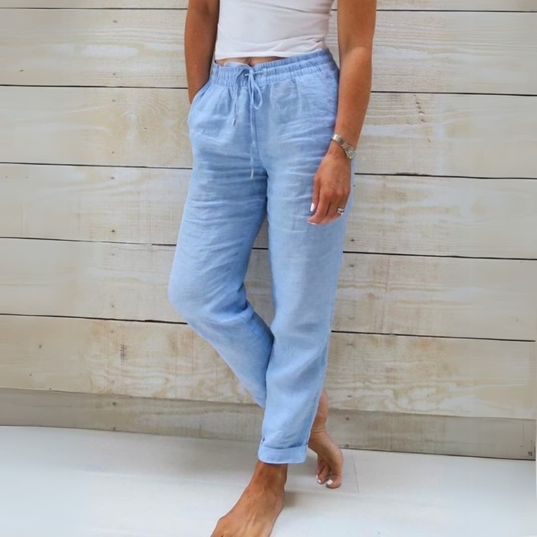 Women'S Cotton And Linen Drawstring Casual Pants