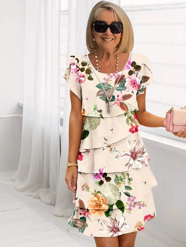 Giselle™ - Pleated Floral Ruffle Dress