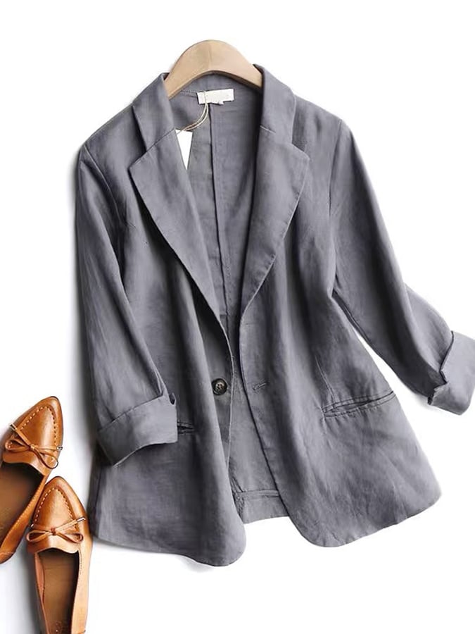 Cotton Linen Solid Color Loose Casual Jacket Thin Suit