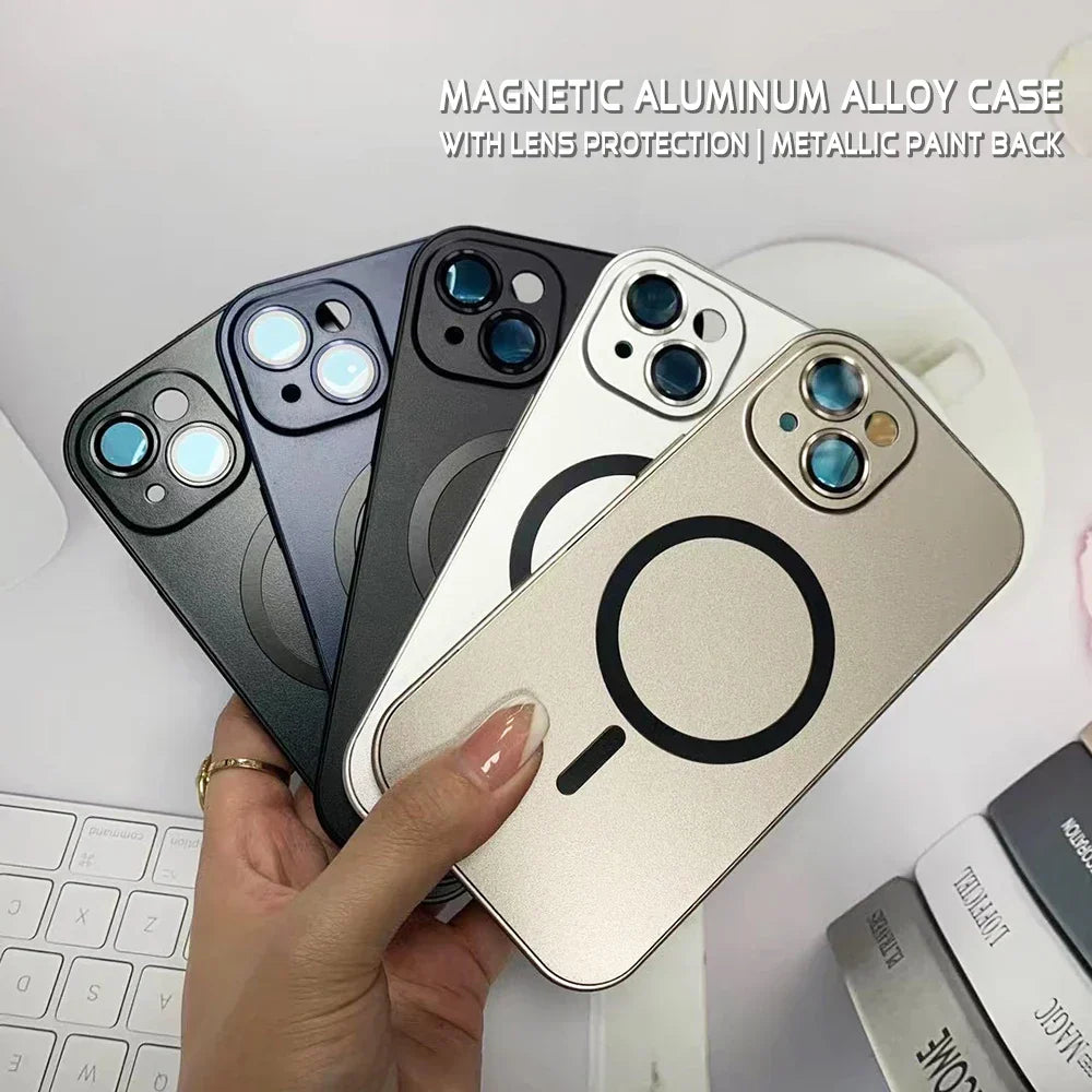 Simple magnetic metal phone case for iPhone