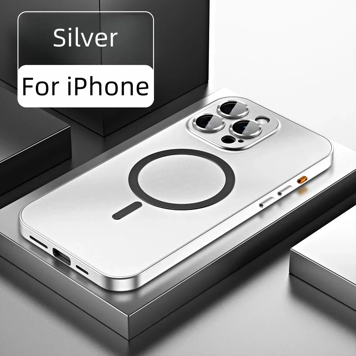 Simple magnetic metal phone case for iPhone