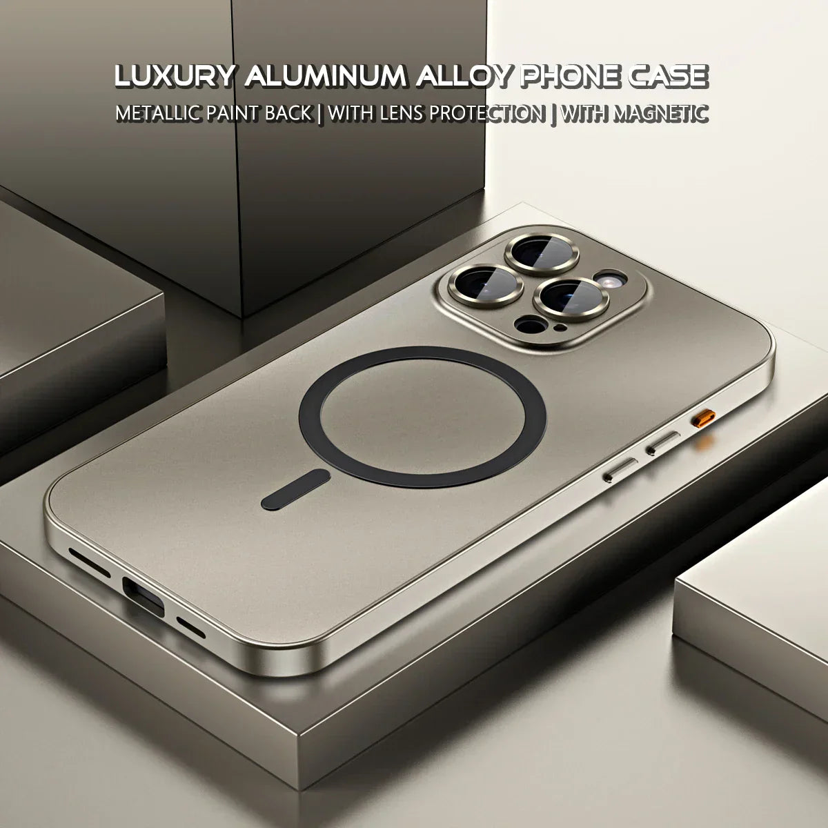Simple magnetic metal phone case for iPhone