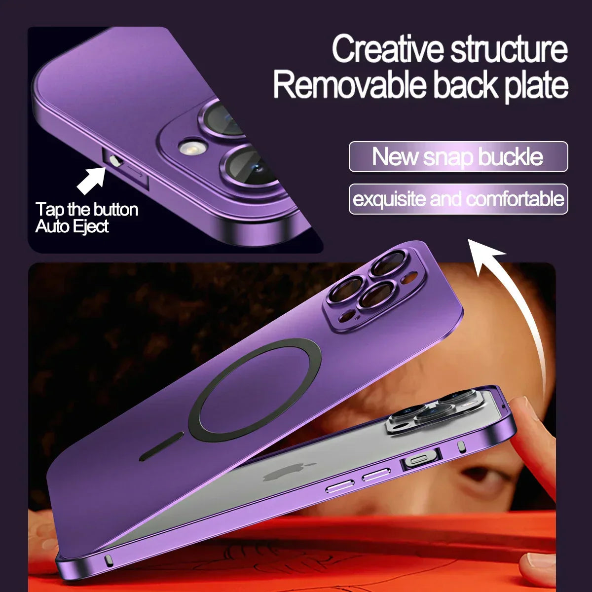 Simple magnetic metal phone case for iPhone