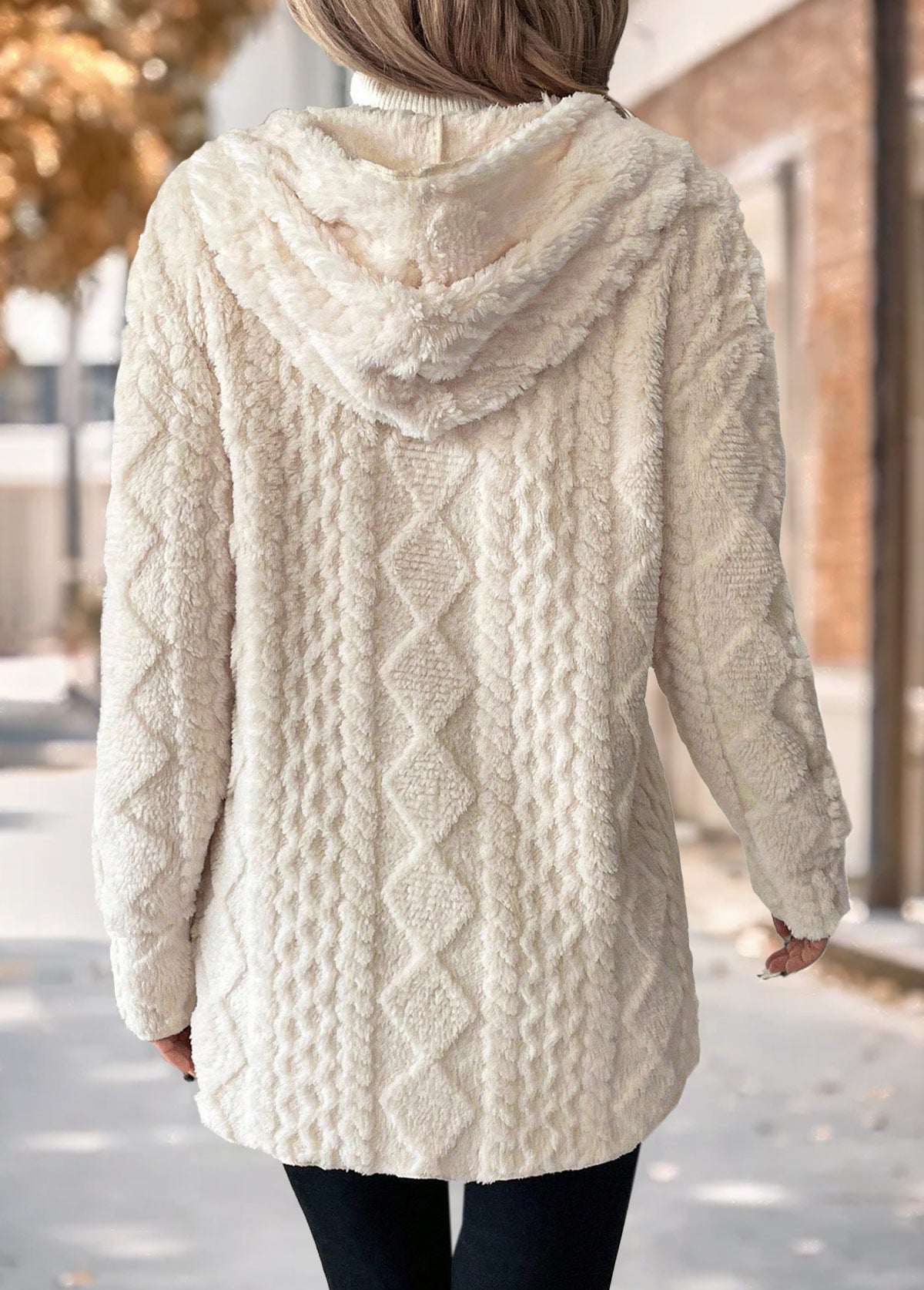 Long-Sleeve Hooded Coat with Belly Cover