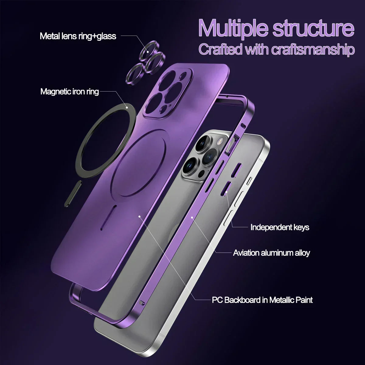 Simple magnetic metal phone case for iPhone