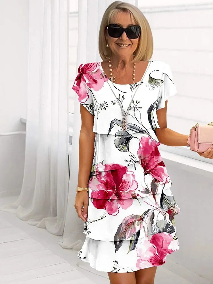 Giselle™ - Pleated Floral Ruffle Dress