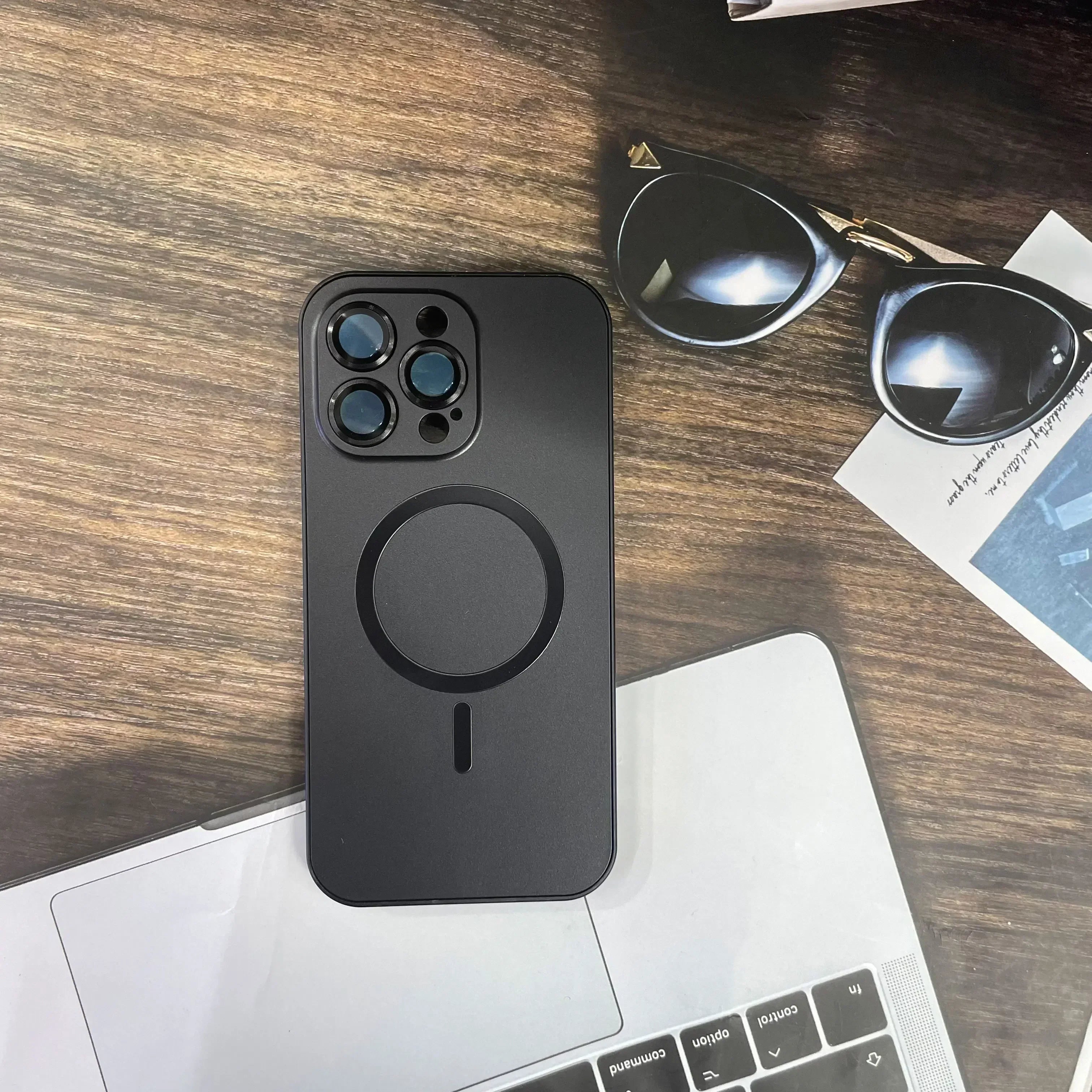 Simple magnetic metal phone case for iPhone