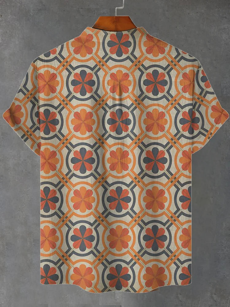 Oliver Classic Vintage Shower Curtain Pattern Print Casual Shirt