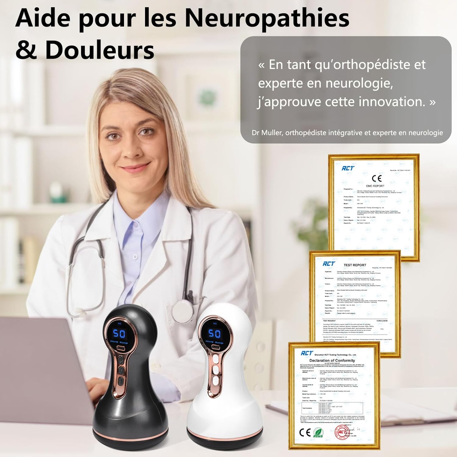 Ortho Masseur Sofela, Orthomasseur Sofela, Masseur Électrique pour Pieds, Jambes et Corps – Chauffage, Vibration et Soulagement Musculaire (Pro Vibrastone - Blanc)