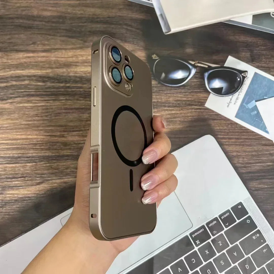 Simple magnetic metal phone case for iPhone