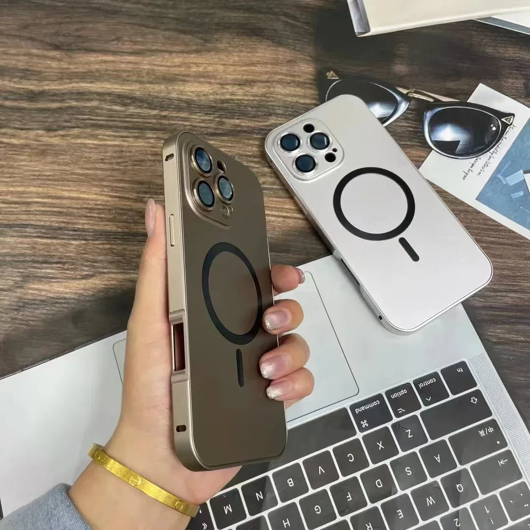Simple magnetic metal phone case for iPhone