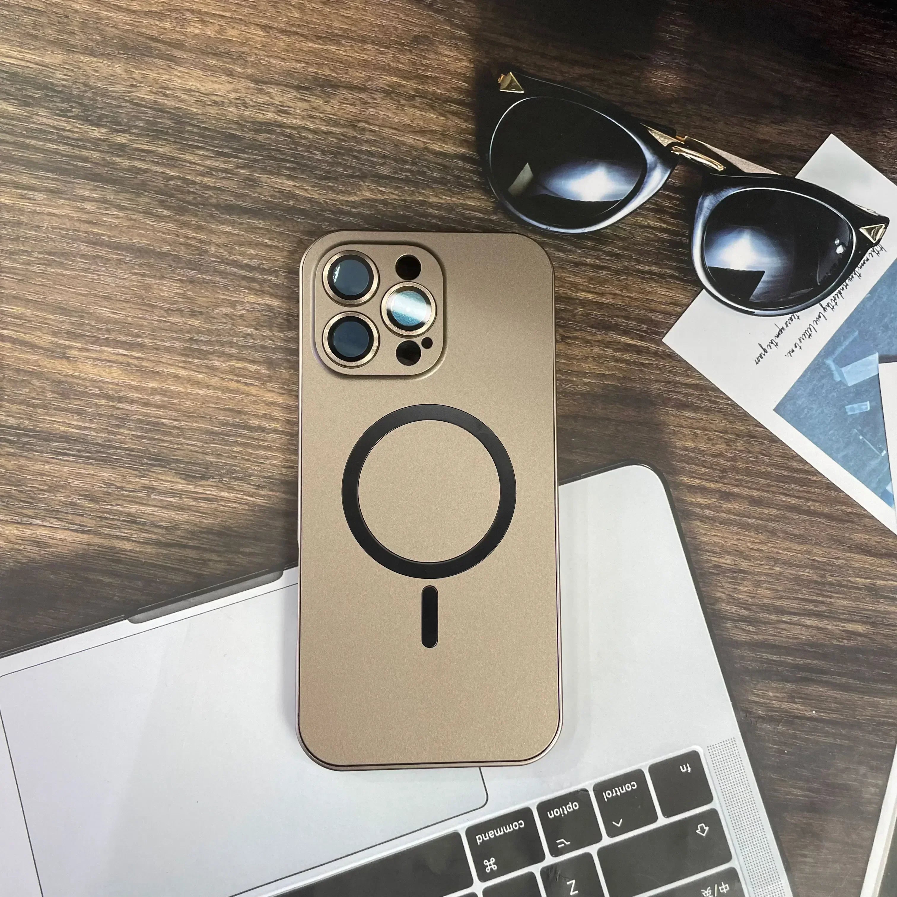 Simple magnetic metal phone case for iPhone