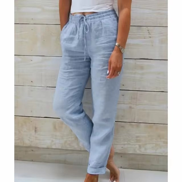 Breathable Cotton Linen Trendy Pants | Adine