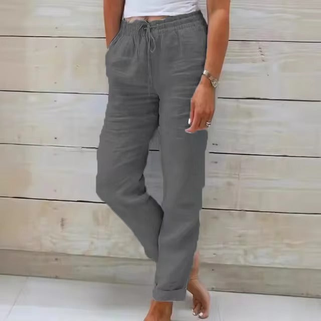 Breathable Cotton Linen Trendy Pants | Adine