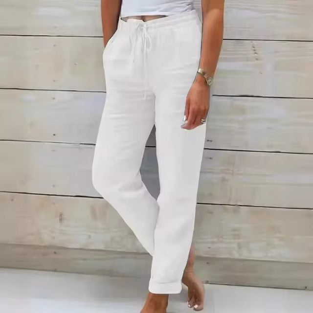 Breathable Cotton Linen Trendy Pants | Adine