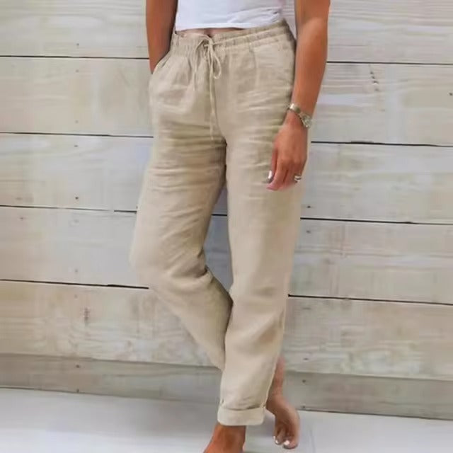 Breathable Cotton Linen Trendy Pants | Adine