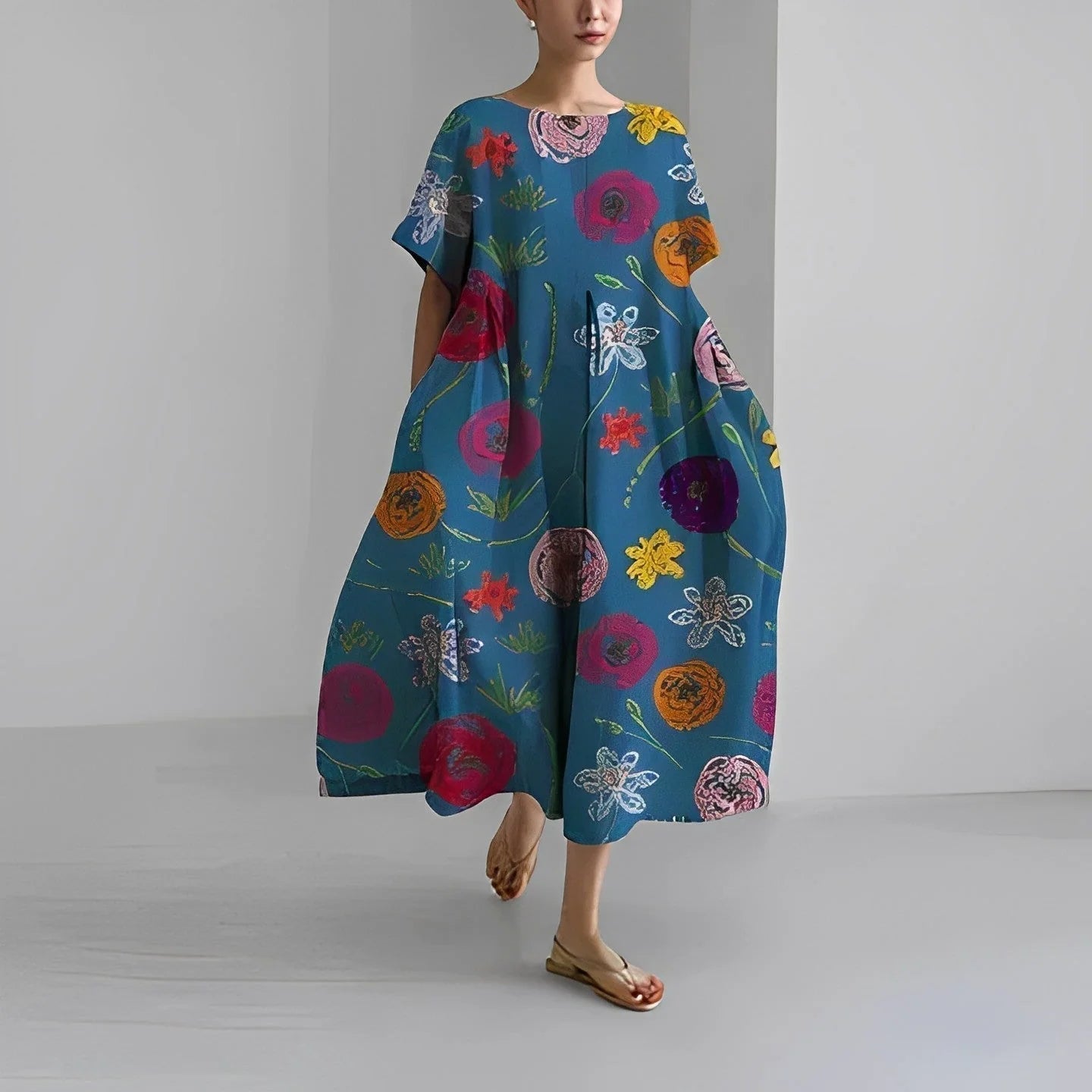 Charlotte - Teal Floral Maxi Dress