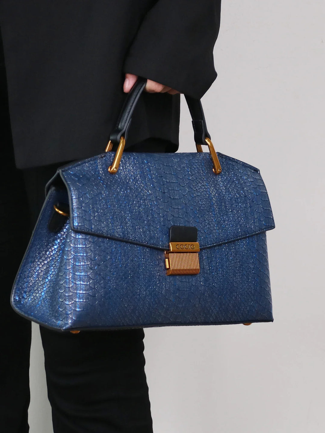 Embossed Snake-Print Bag