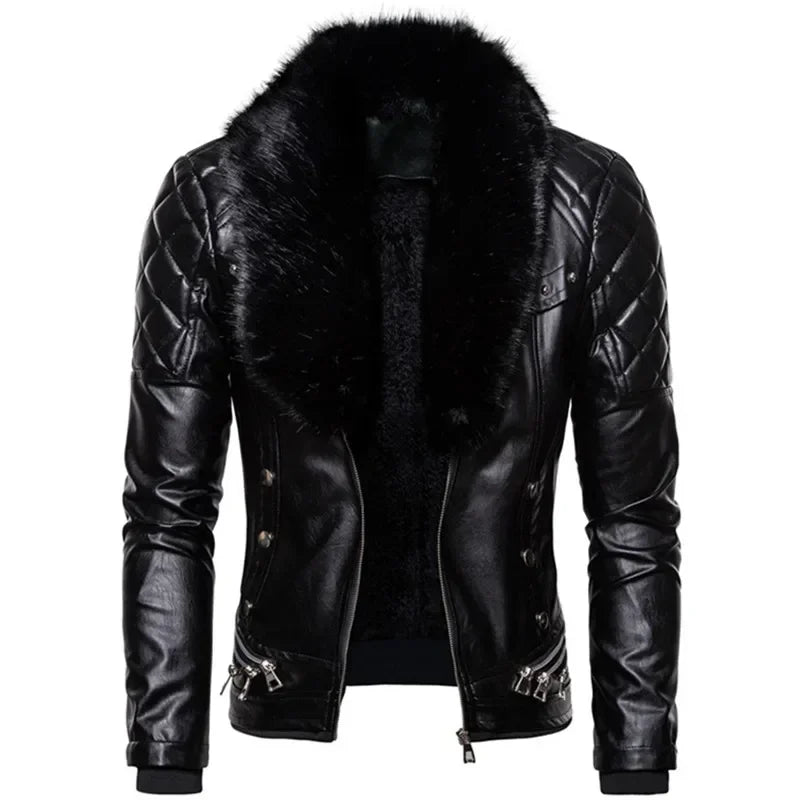 Thiago™ - Brown Aviator Jacket with Black Fur Collar