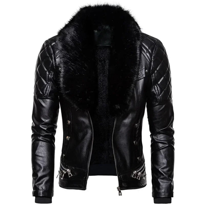 Thiago™ - Brown Aviator Jacket with Black Fur Collar