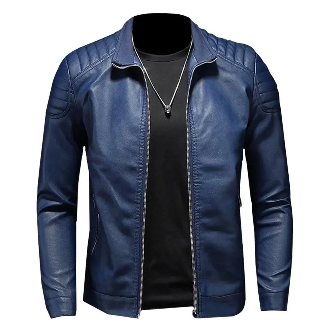 Maxime™ - Elegant Blue Biker Jacket