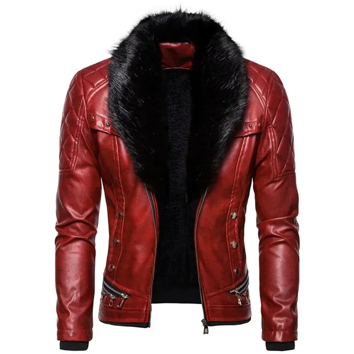 Thiago™ - Brown Aviator Jacket with Black Fur Collar