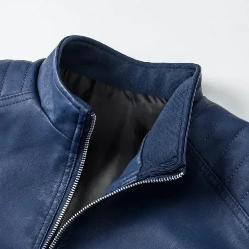 Maxime™ - Elegant Blue Biker Jacket