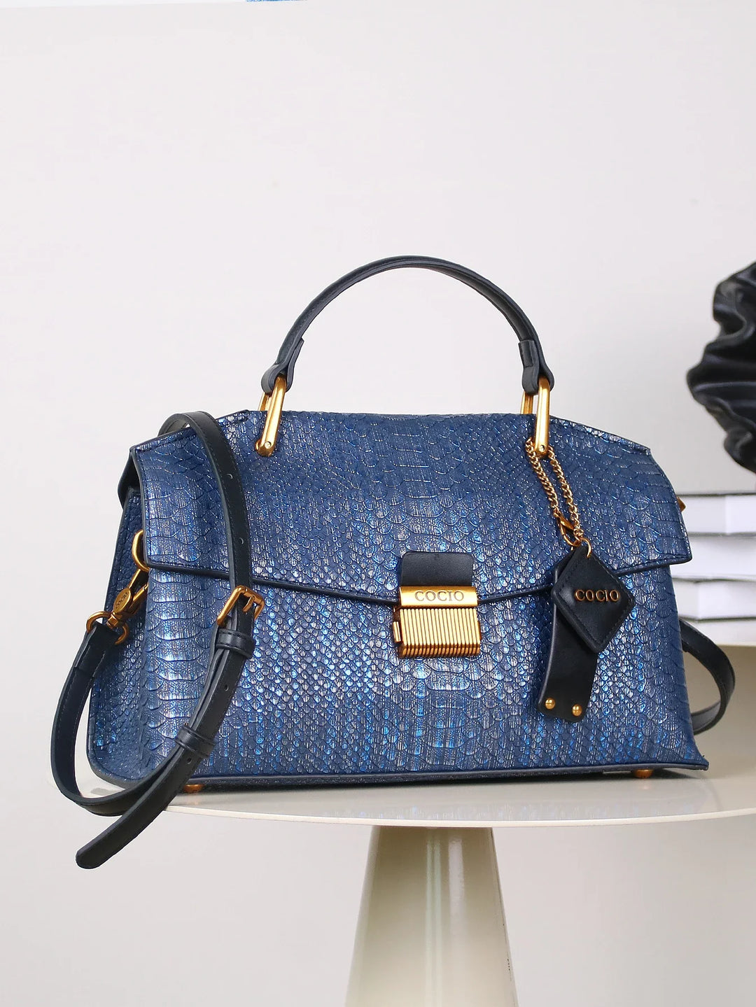 Embossed Snake-Print Bag