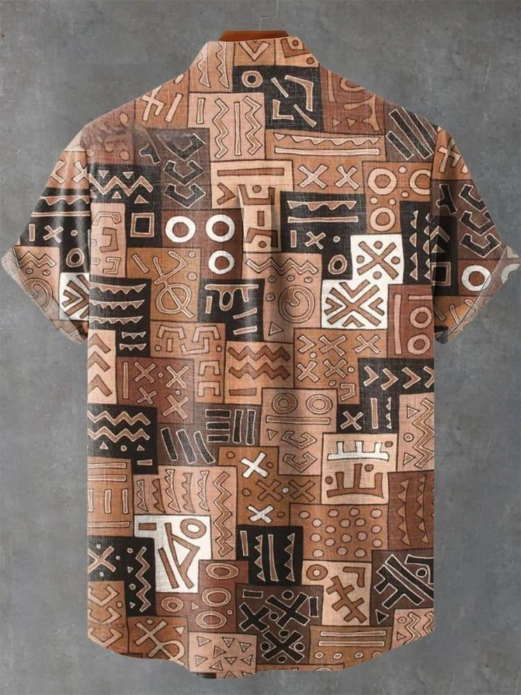 Zachary Vintage African Ethnic Pattern Print Casual Shirt