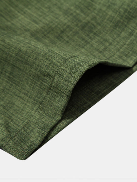 Shortd Collar Shirt & Straight Leg Linen Pants Sleeve Stan