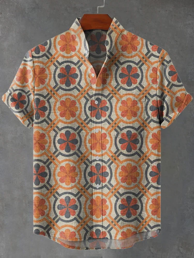 Oliver Classic Vintage Shower Curtain Pattern Print Casual Shirt