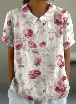 Rosa™ Floral Short Sleeve Cotton Blouse