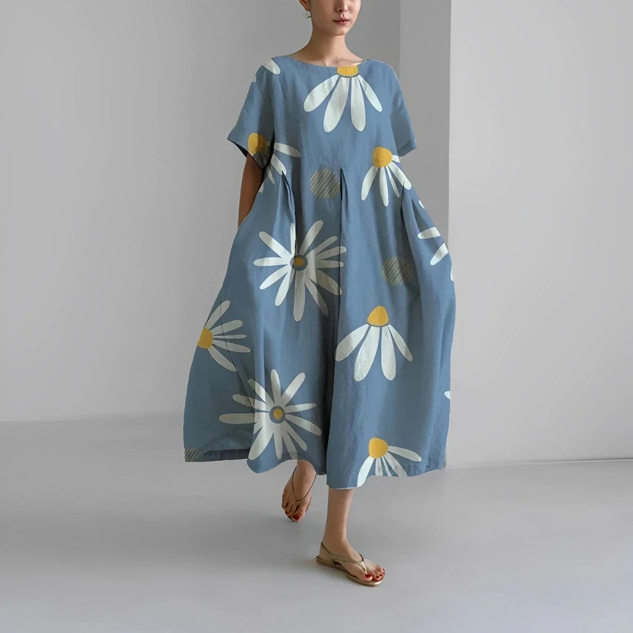 Olivia - Blue Daisy Maxi Dress